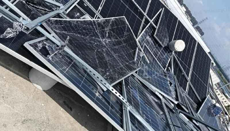 Waste double-glass solar panels