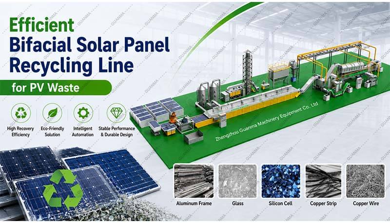 Efficient Bifacial Solar Panel Recycling Line for PV Waste